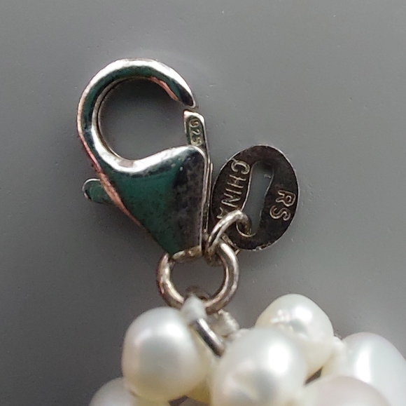 Ross-Simons pearl and agate torsade necklace, 18-20", sterling silver - Picture 3 of 4